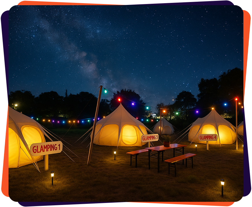 Glampingområde ved Midtfyns Festival